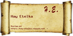 Hay Etelka névjegykártya